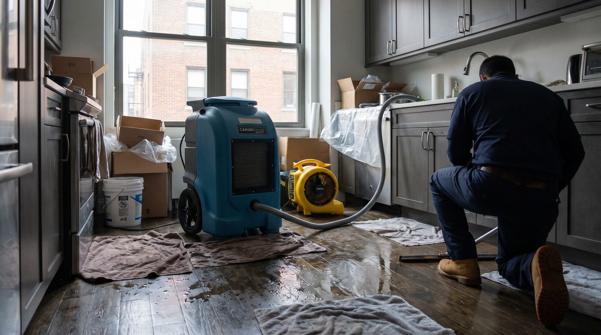Restored apartment interior after water damage cleanup in Manhattan